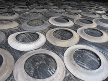 Tyre Walls are suitable for use on top of black plastic silage sheeting as well as on top of silage nets. But when using New Lorry Tyre SideWalls straight onto plastic sheets take care to drop them flat and preferably use an old sheet over the new one for additional protection.
