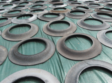 Nets are very important to prevent holes in sheets. Lorry tyre sidewalls consolidate top layers and prevent air pockets